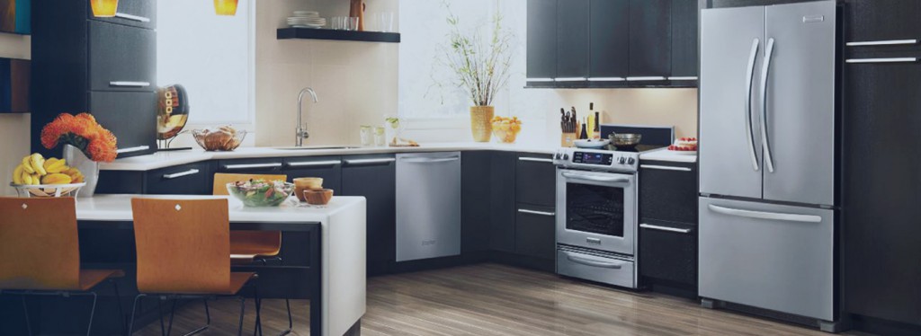 A photo of a kitchen with appliances.